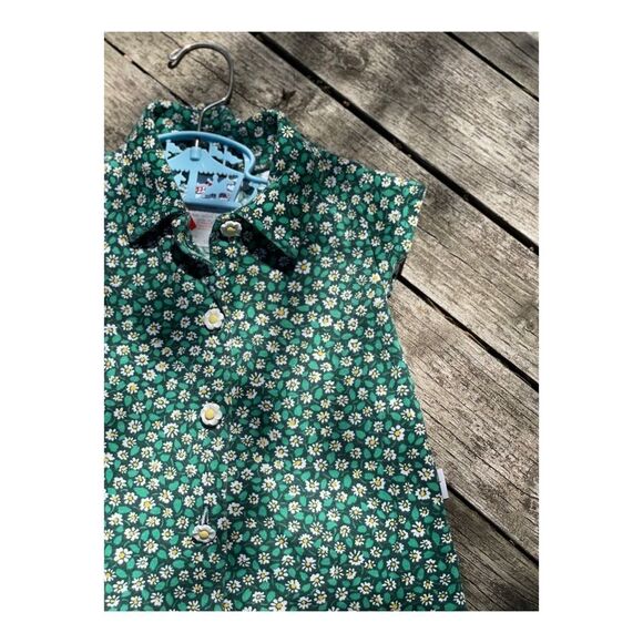Vintage 80s Milton Fun Wear Daisy Print Button Up Shirt 18M Green Yellow - Picture 7 of 7